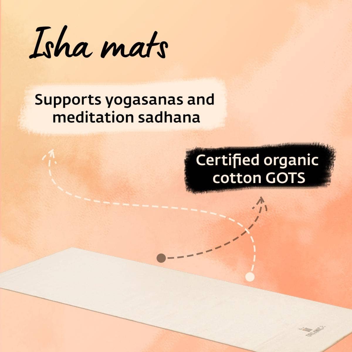 Handwoven organic cotton rug yoga mat.  Undyed. Eco-friendly. Washable. GOTS certified.