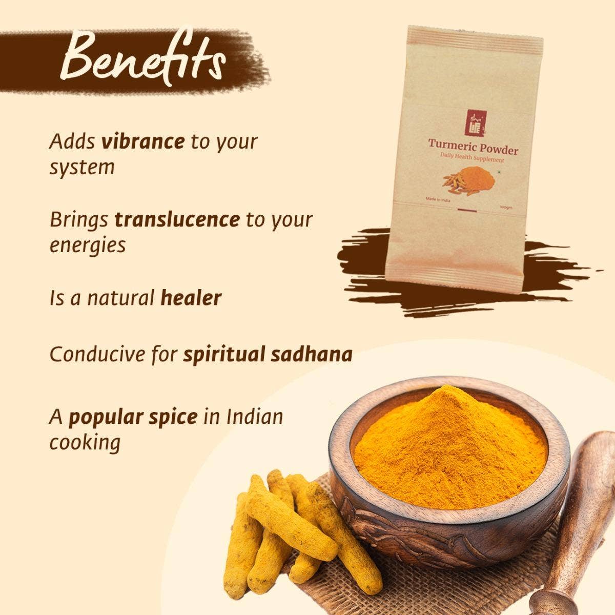 Organic Turmeric (Haldi) Powder. 100% Natural.  Adds vibrance and glow (100 gm)