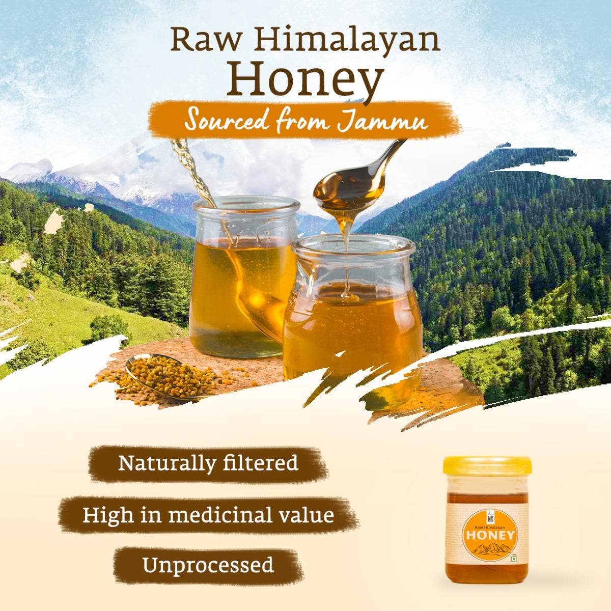 Raw and Wild Himalayan Honey. Sourced from the regions of Jammu, Reasi, Doda and Udhampur (500gms)