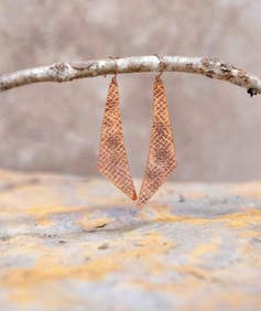 Textured Matt Finish Copper Earring - Style 1