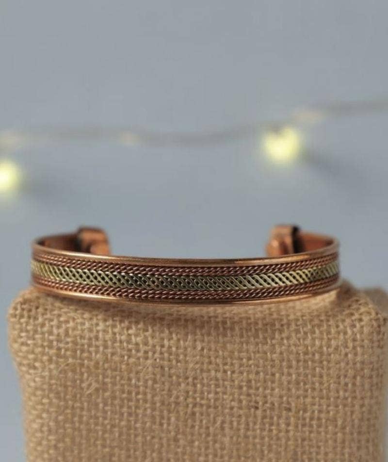 Two Tone Copper Brass Cuff