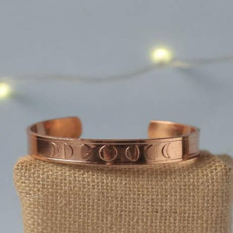 Mystic Moon Copper Cuff Bracelet. A festive gift.