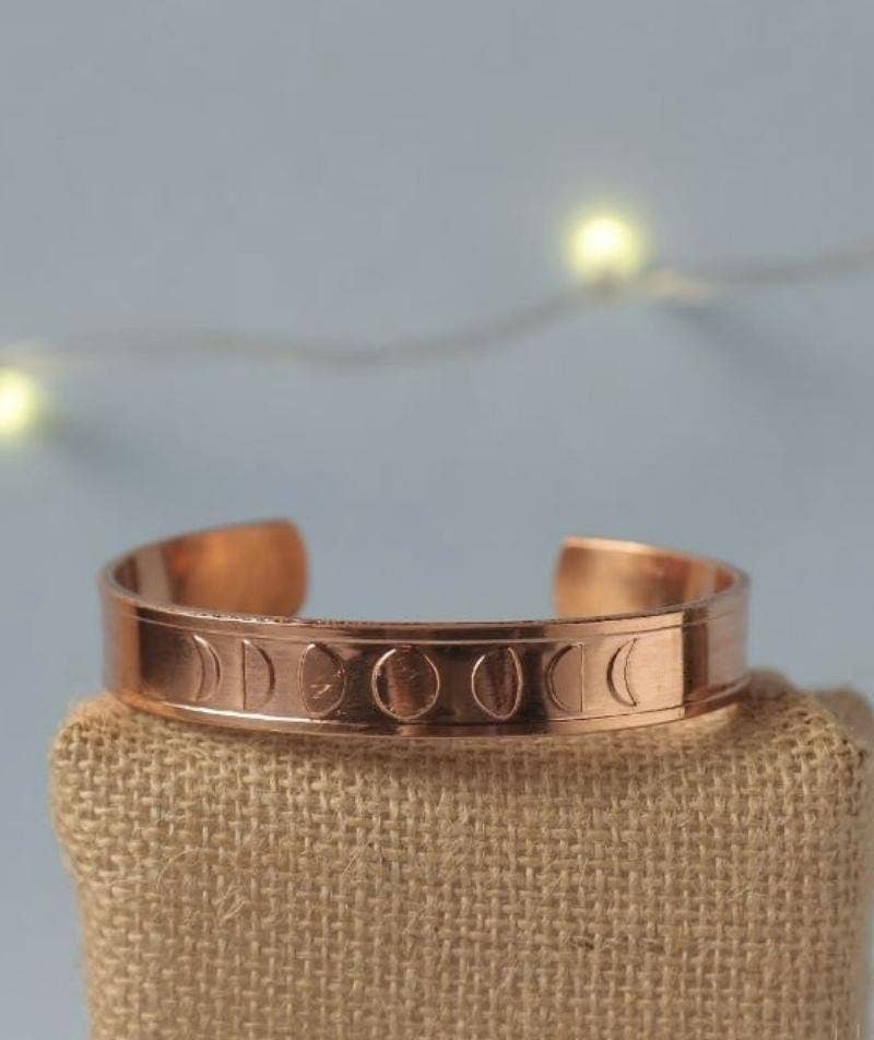 Mystic Moon Copper Cuff Bracelet. A festive gift.