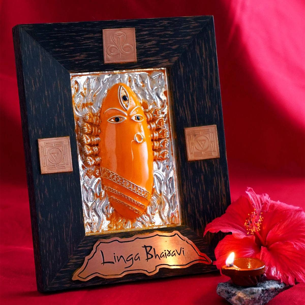 Consecrated Silver Devi Panel in Turmeric