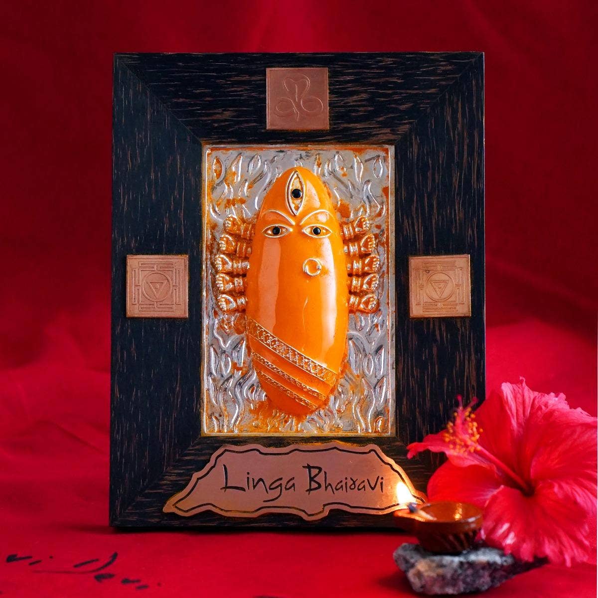 Consecrated Silver Devi Panel in Turmeric