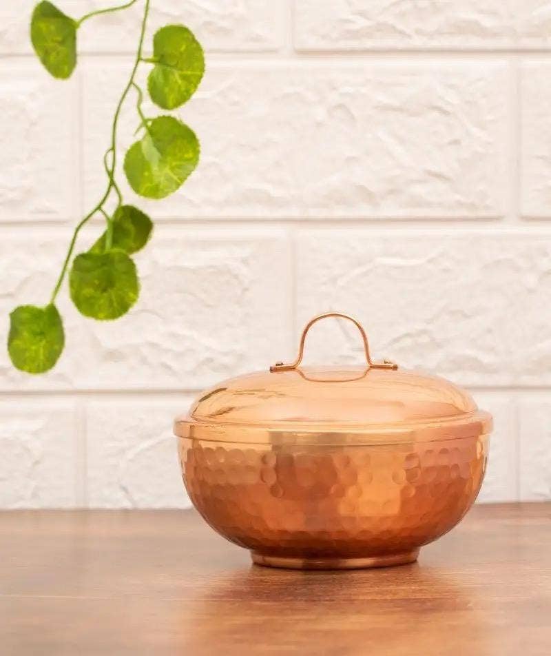Hammered Copper Bowl with Lid