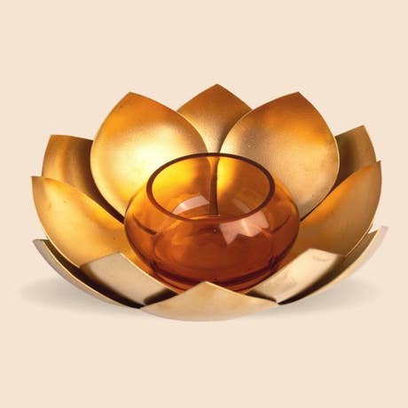 Lotus Tea Light Holder Orange