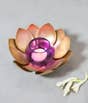 Brass Finish Lotus Tea Light Holder - Purple