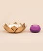 Brass Finish Lotus Tea Light Holder - Purple