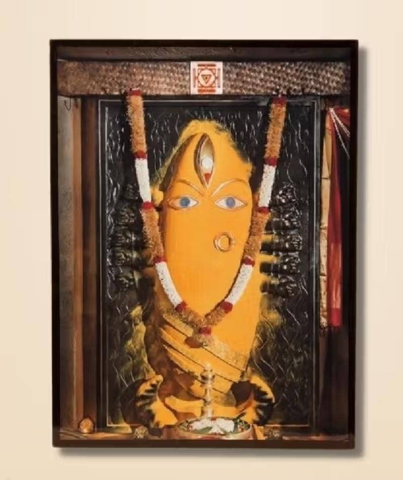 Linga Bhairavi Photo - Turmeric 6x8 (Framed with Back Stand)