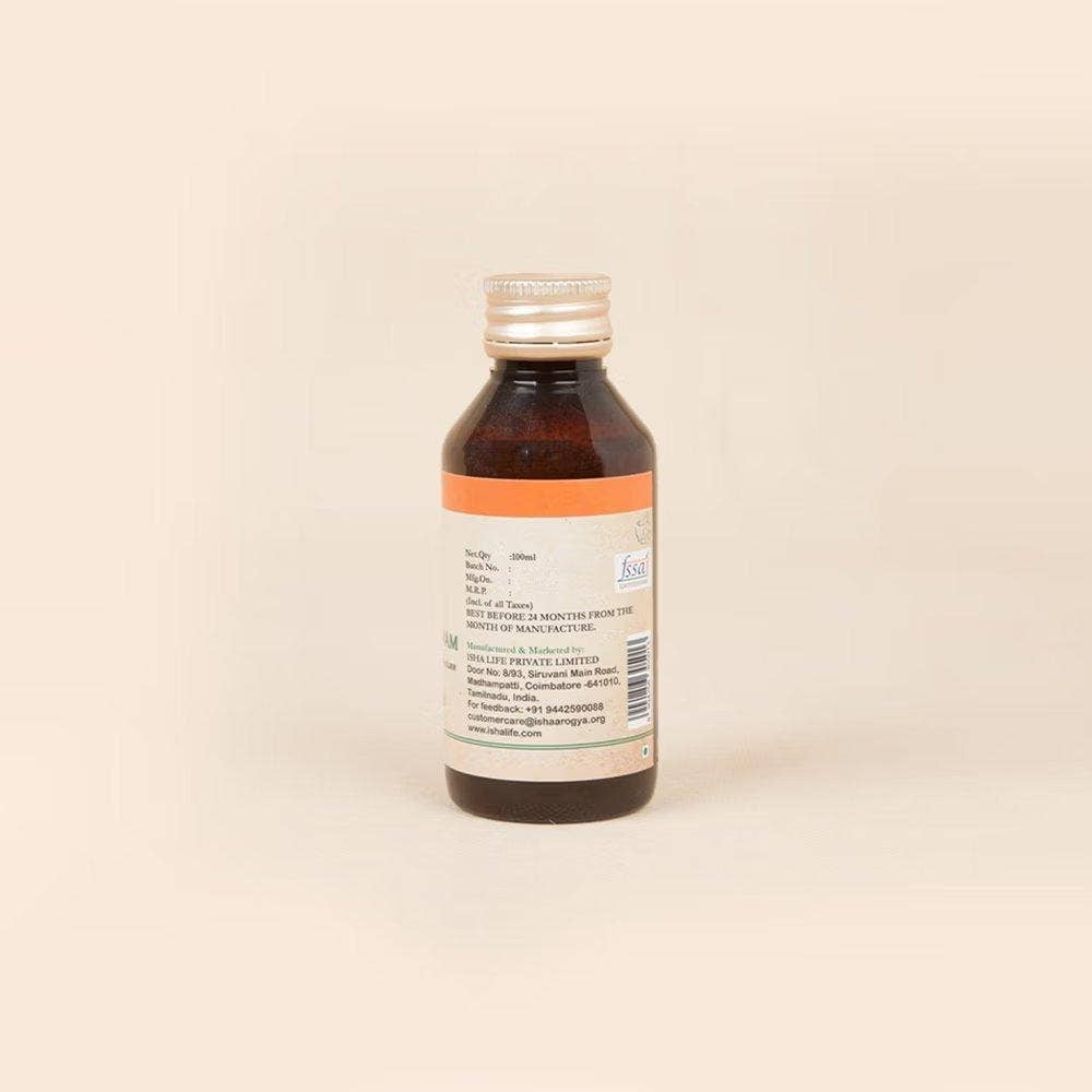 Jeevamirtham (100 ml). Isha’s unique traditional Siddha formulation. Helps boost immunity.