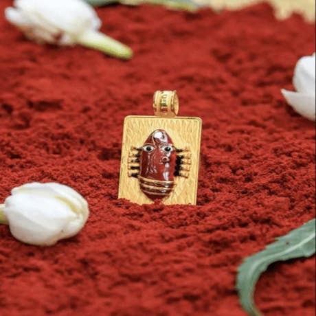 Linga Bhairavi 22kt Gold Pendant (Consecrated), Red