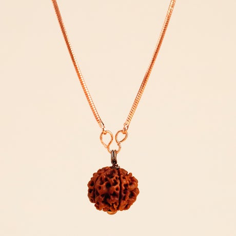 Adiyogi Rudraksha with copper chain (Long Chain). Energized Isha Panchamukhi (five faced) Rudraksha bead.