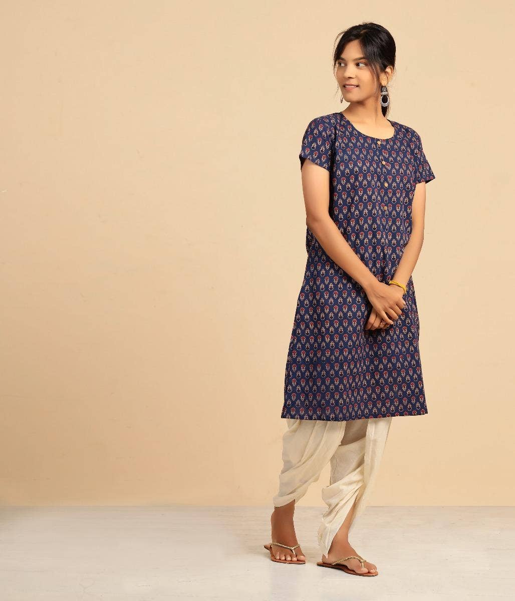 Women’s Short Kurta- Deep Blue. A festive gift.
