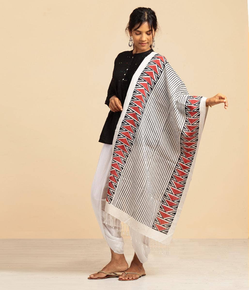 Shawl- Ethnic White. A festive gift.