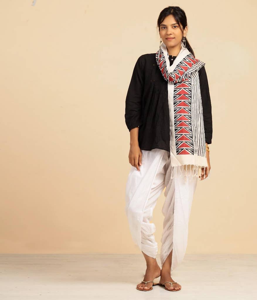 Shawl- Ethnic White. A festive gift.