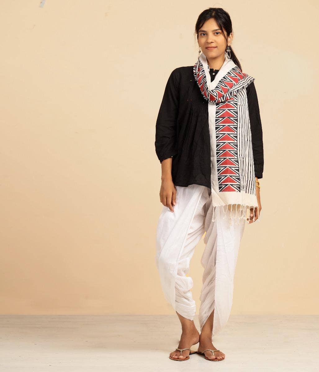 Shawl- Ethnic White. A festive gift.