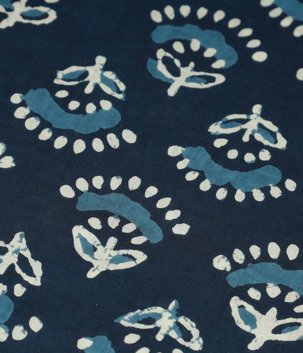 Womens cotton handblock printed kurta Blue Meadow