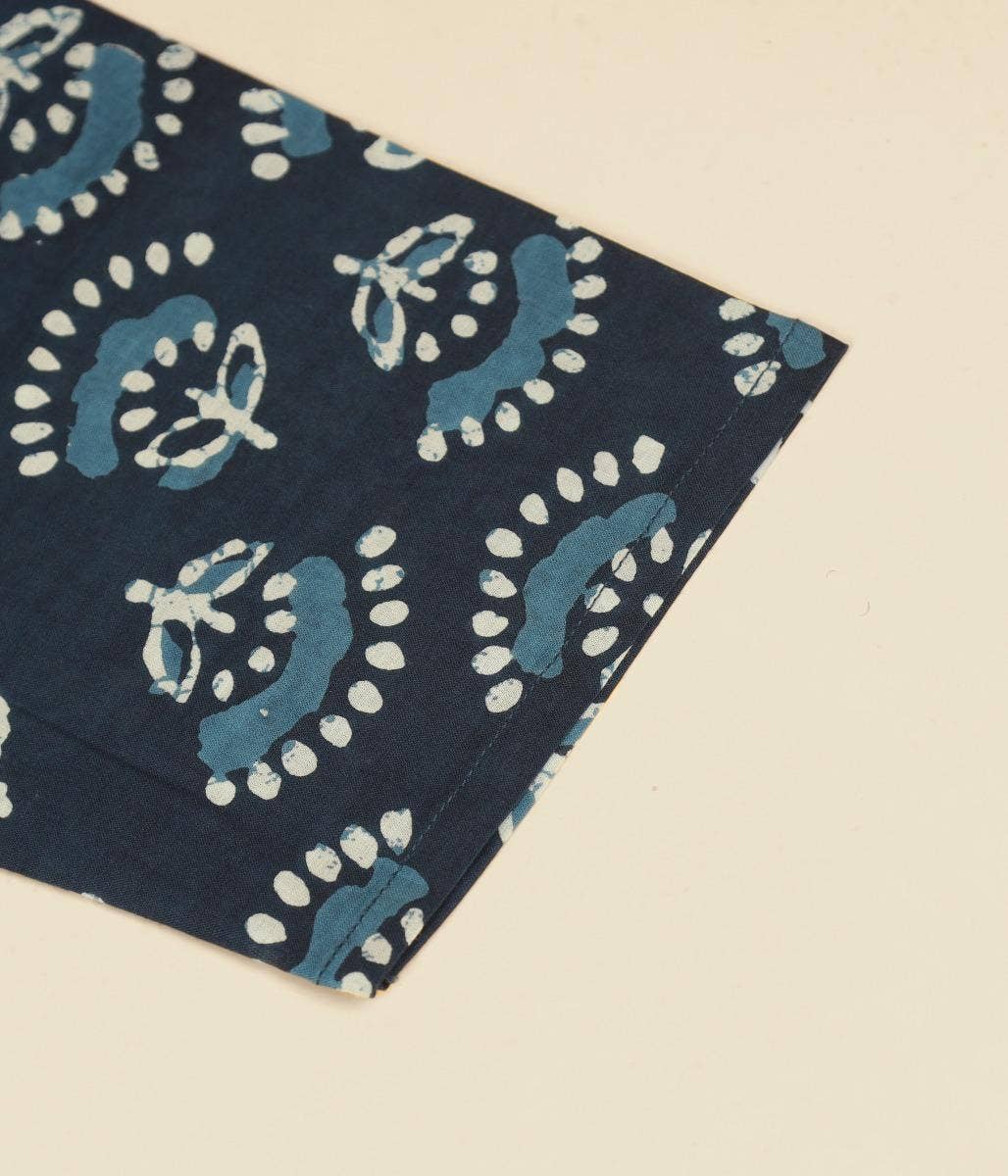 Womens cotton handblock printed kurta Blue Meadow