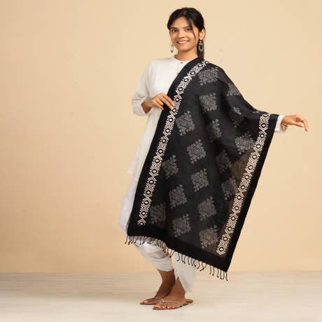 Ethnic Shawl- Black. A festive gift.