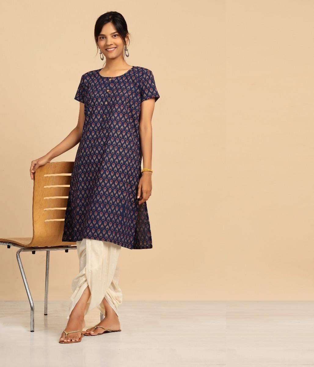 Women’s Short Kurta- Deep Blue. A festive gift.