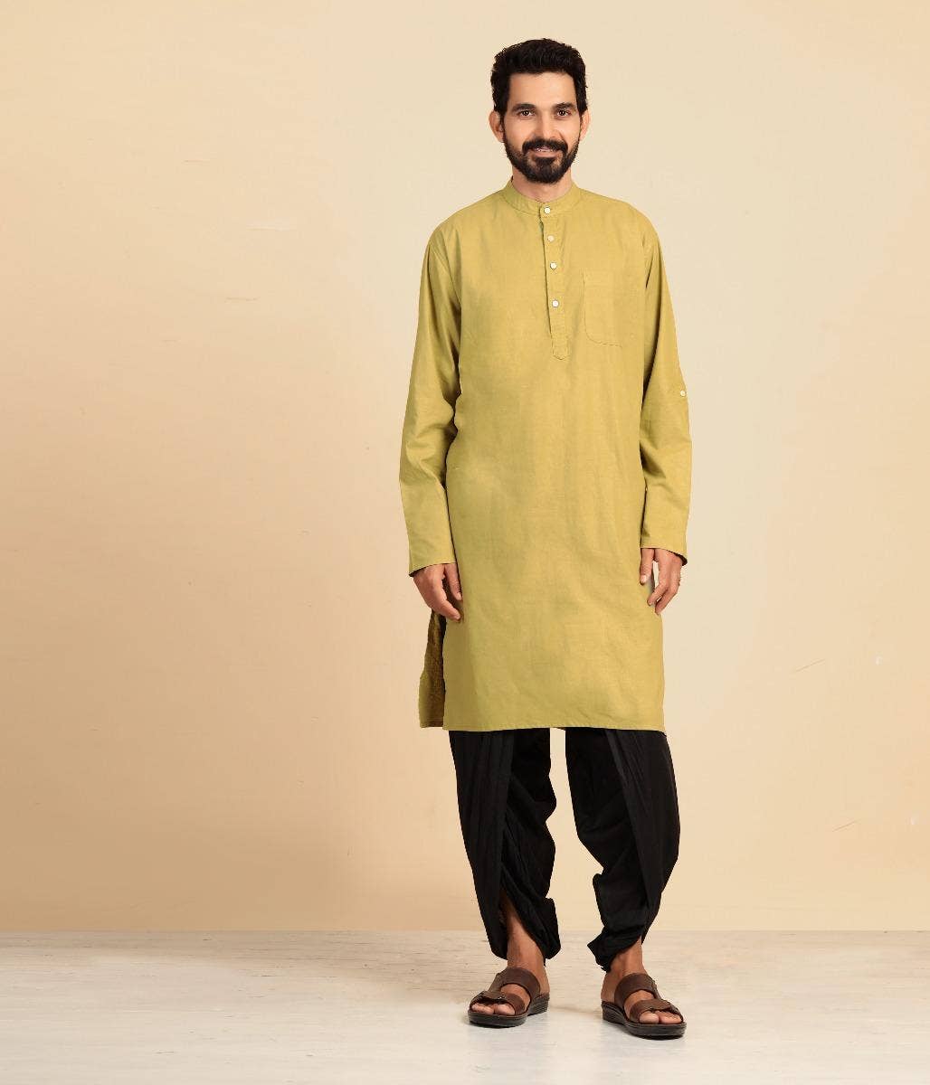 Men’s Kurta- Tulsi Green. Full Sleeves. A festive gift.