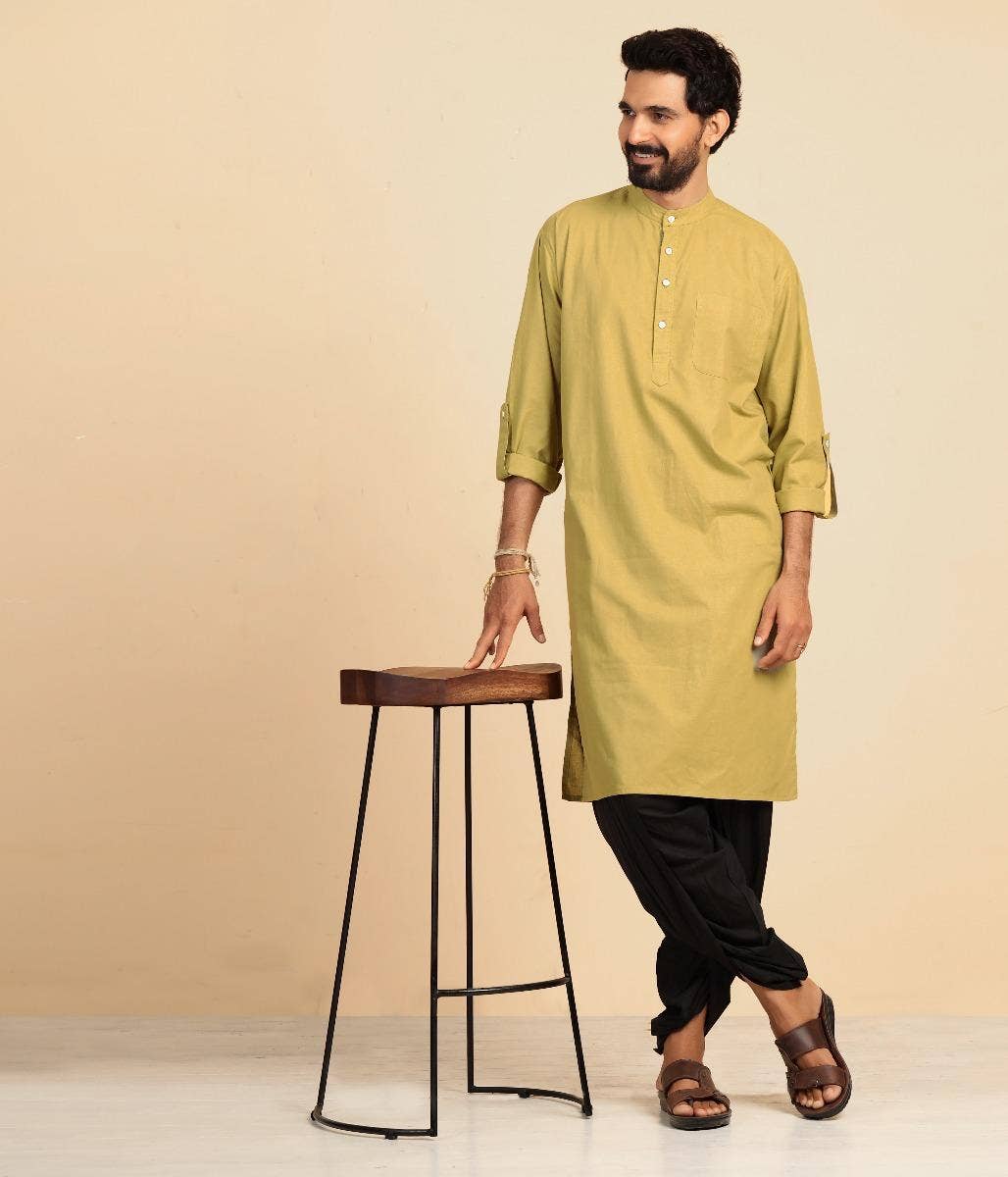 Men’s Kurta- Tulsi Green. Full Sleeves. A festive gift.