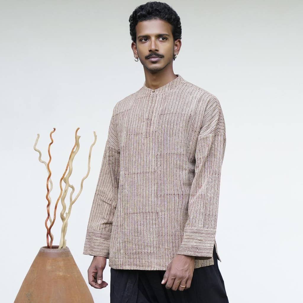 Bagru Handblock Printed Mens Kurta Print 1