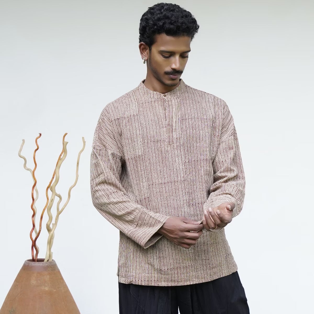 Bagru Handblock Printed Mens Kurta Print 1