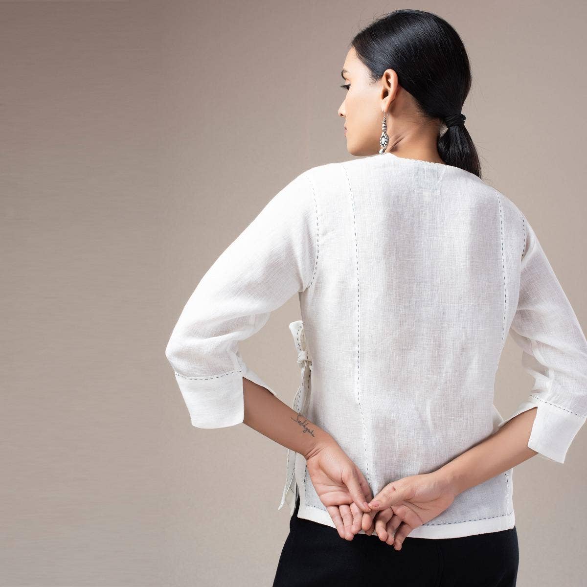 Undyed Linen Wrap Top