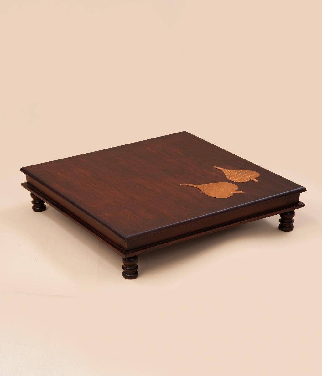 Pooja Table with Copper Peppal Leaves - 21x21