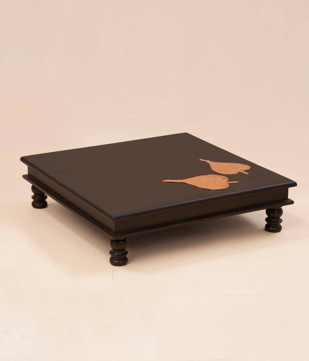 Pooja Table with Copper Peppal Leaves - 18x18