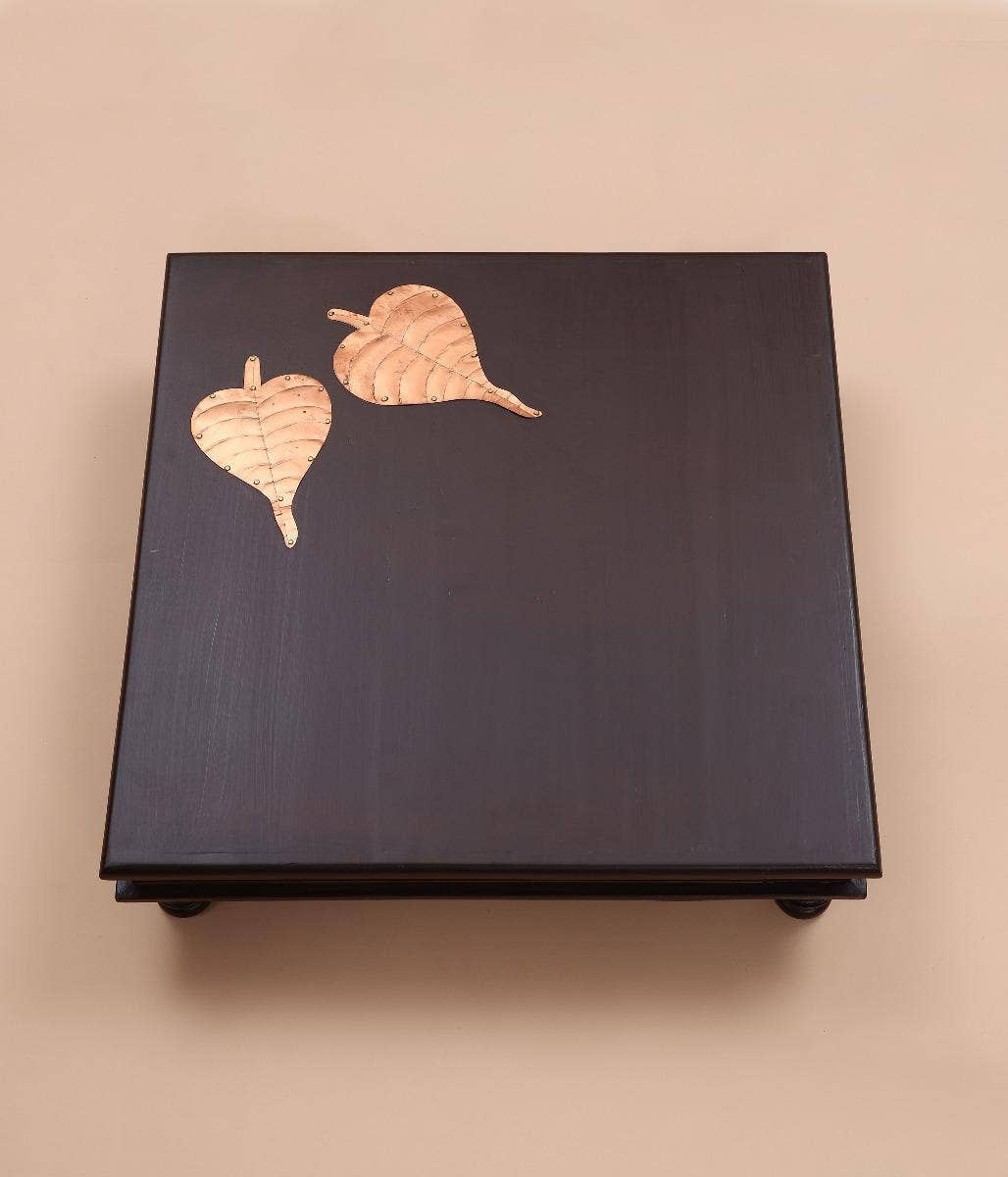 Pooja Table with Copper Peppal Leaves - 18x18
