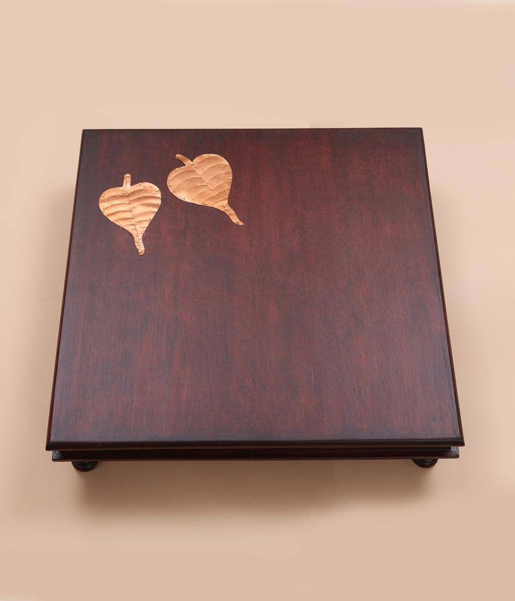 Pooja Table with Copper Peppal Leaves - 21x21