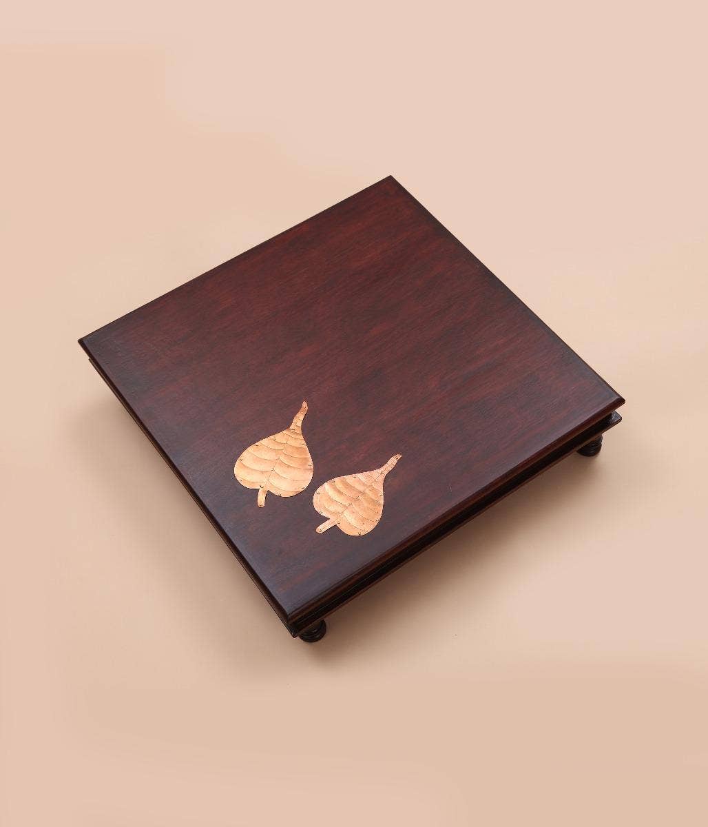 Pooja Table with Copper Peppal Leaves - 21x21