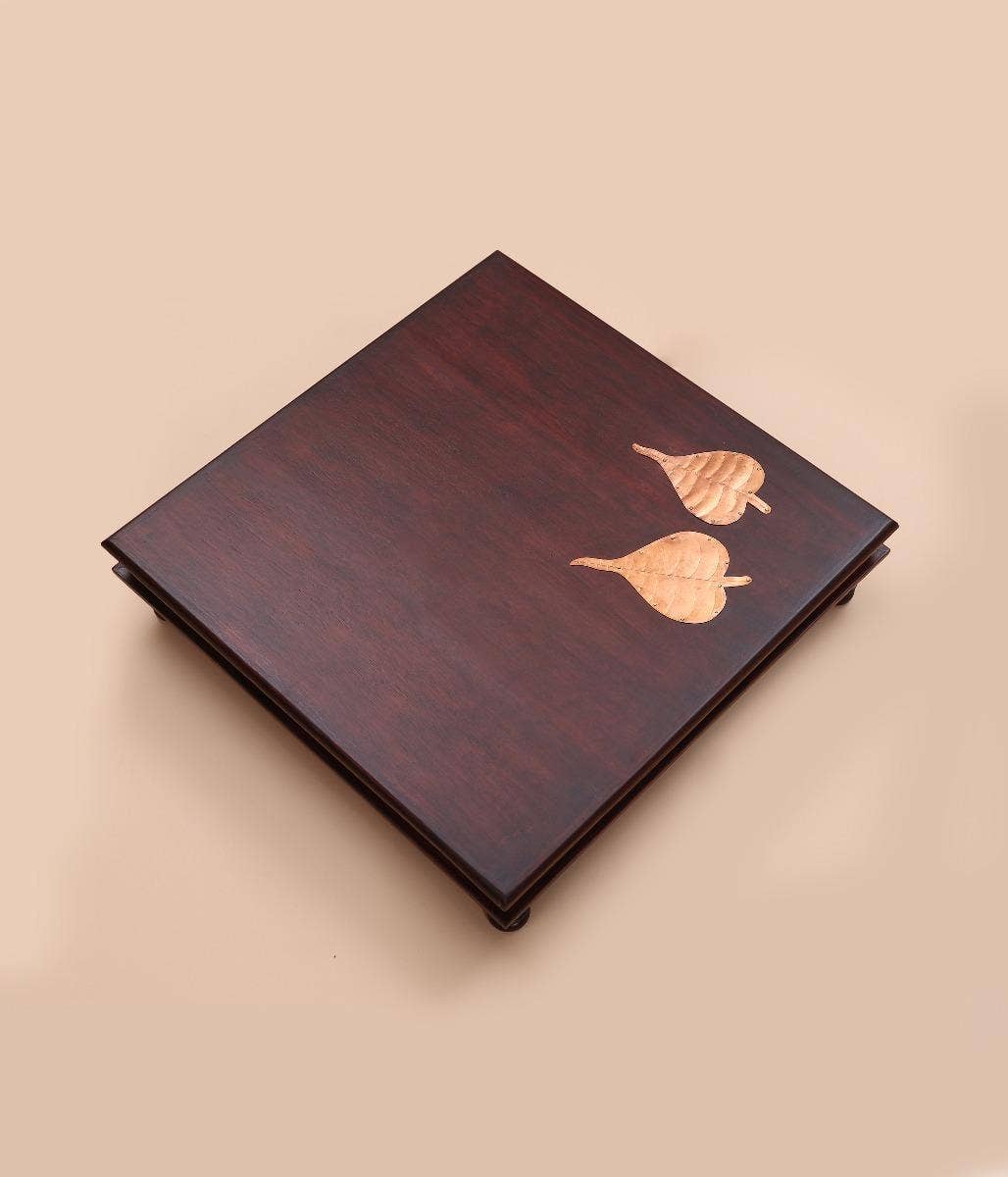 Pooja Table with Copper Peppal Leaves - 21x21