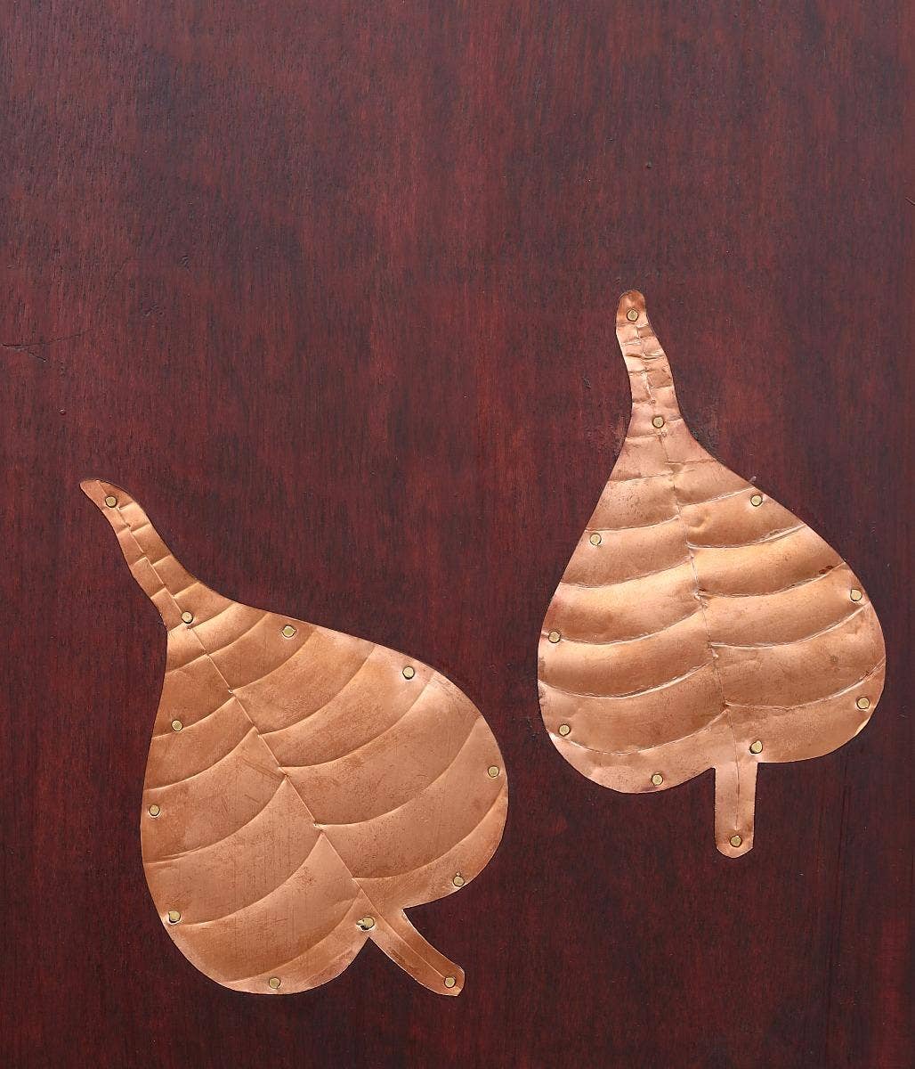 Pooja Table with Copper Peppal Leaves - 21x21