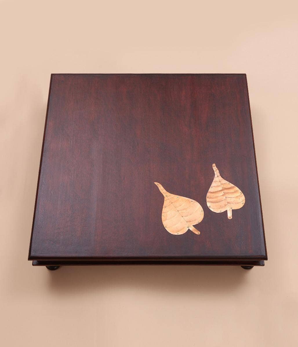 Pooja Table with Copper Peppal Leaves - 21x21