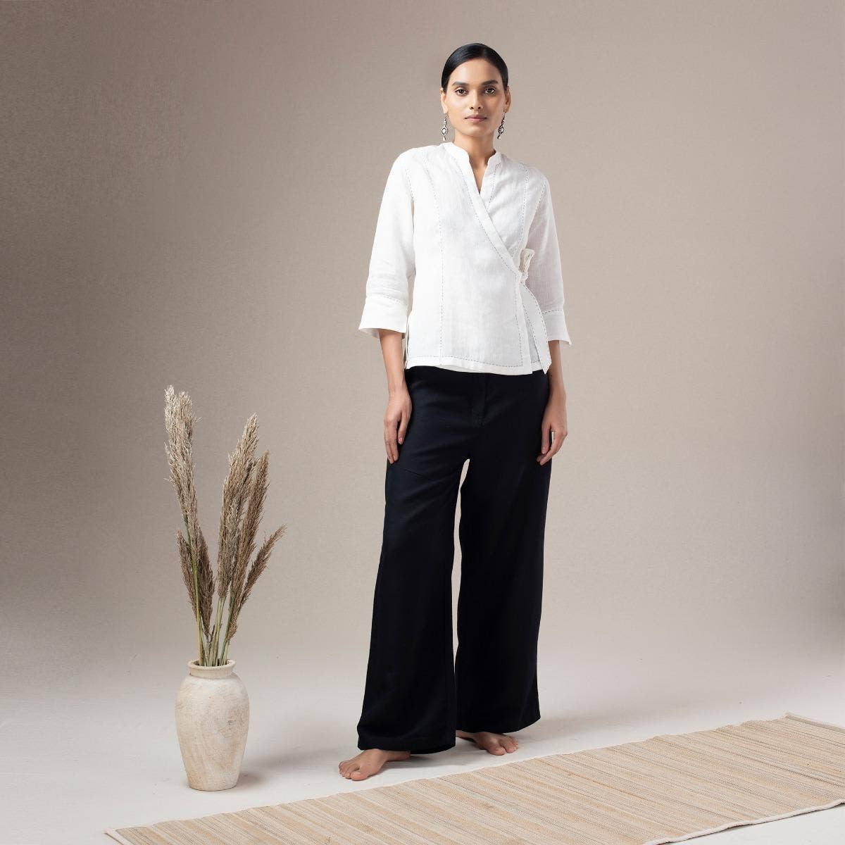Undyed Linen Wrap Top