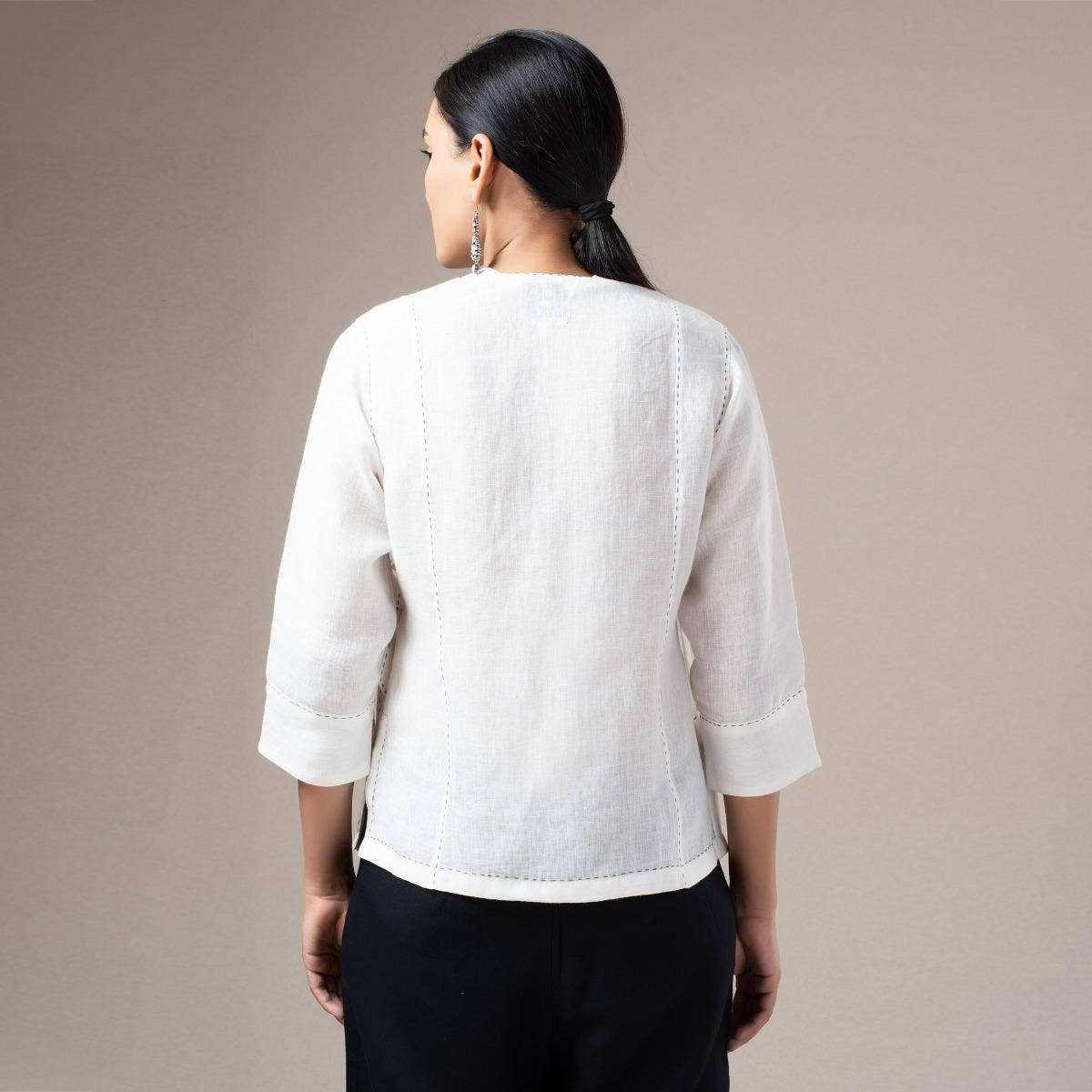 Undyed Linen Wrap Top