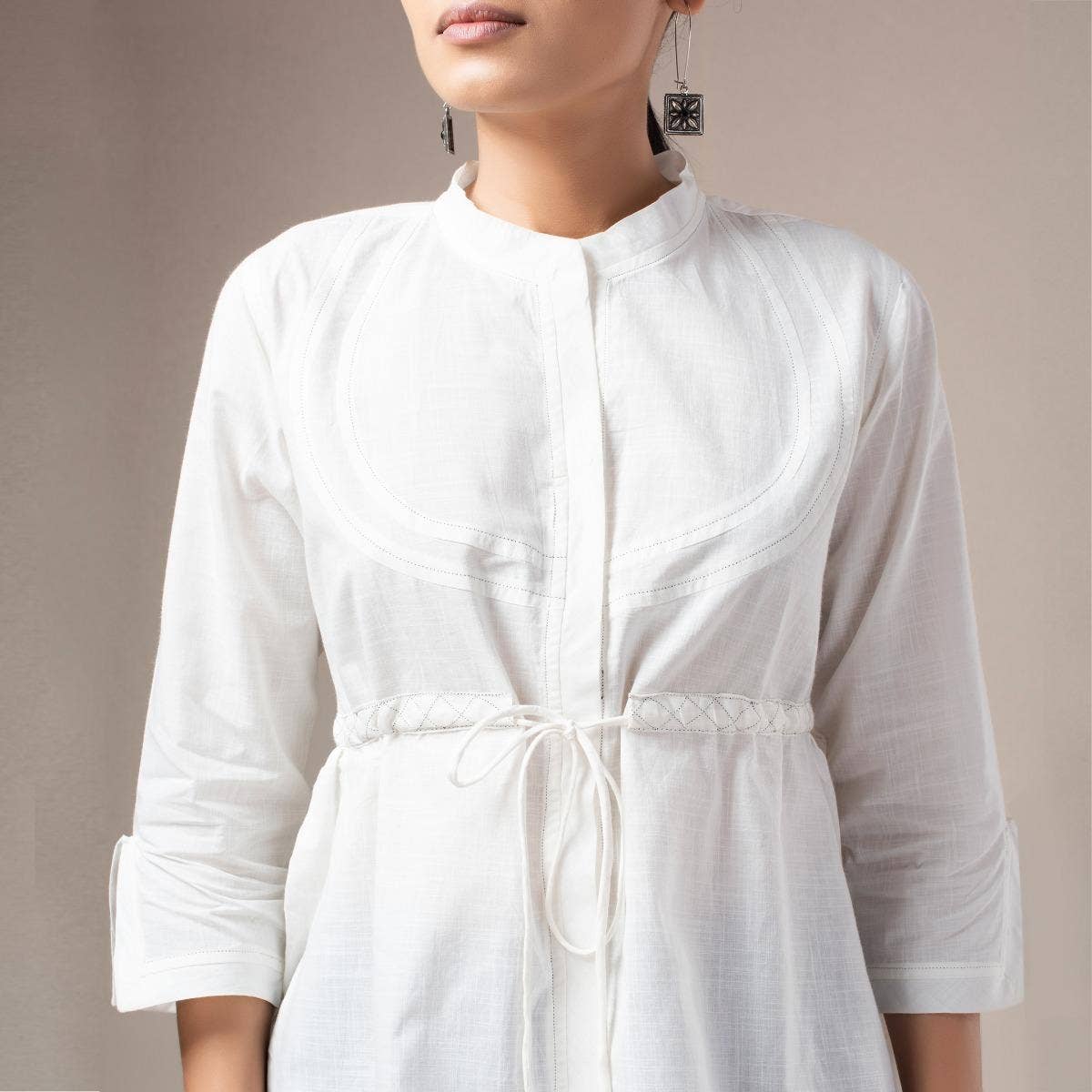 Undyed Top With Waist Tie