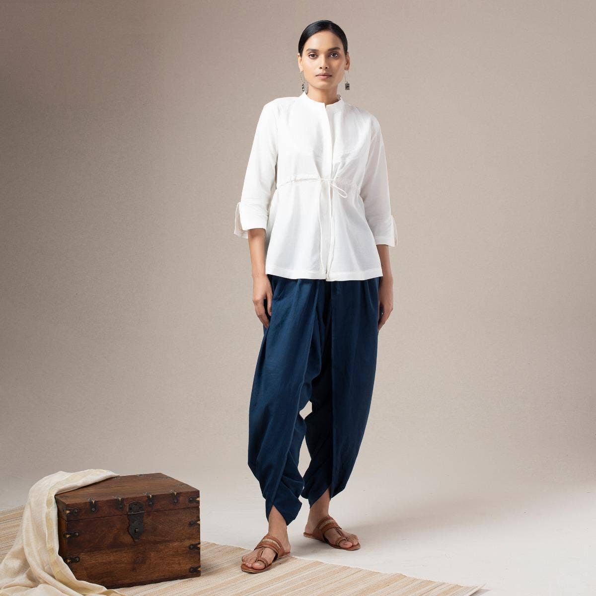 Undyed Top With Waist Tie