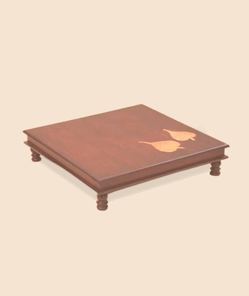 Pooja Table with Copper Peppal Leaves - 18x18