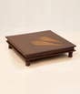 Temple Leaf Copper Inlay Wooden Table 18''x18''