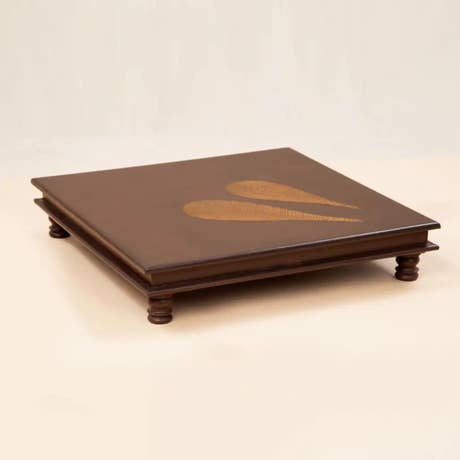 Pooja Table with Copper Temple Tree Leaves - 21x21