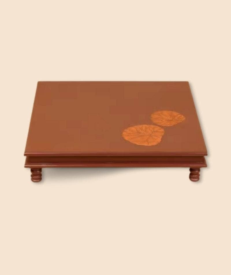 Low side table with copper lotus leaves - Small