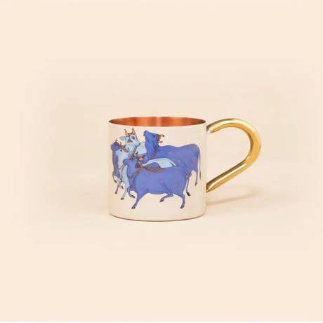 Nandi Copper Mug with Handle, 414 ml