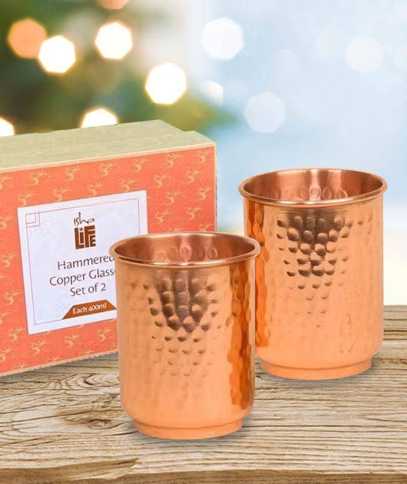 Hammered Copper Glass, Set of 2