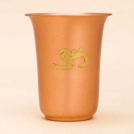 Copper Glass Big Matte Finish with Brass Aum and Emboss